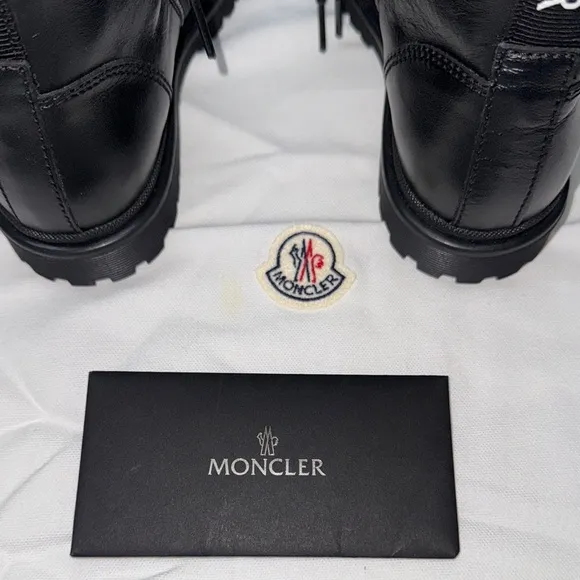 🔥Moncler Black Combat Boots with High-Top Design size 33 new in box
