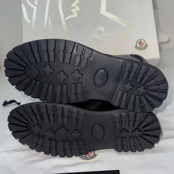 🔥Moncler Black Combat Boots with High-Top Design size 33 new in box