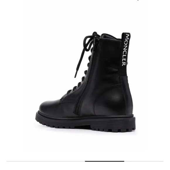 🔥Moncler Black Combat Boots with High-Top Design size 33 new in box