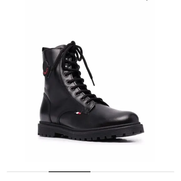 🔥Moncler Black Combat Boots with High-Top Design size 33 new in box