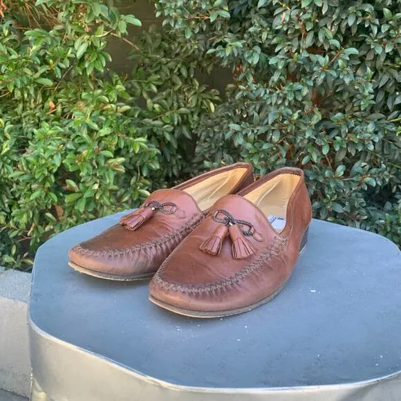 Moreschi Italian Brown Leather Tassel Loafers