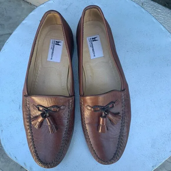 Moreschi Italian Brown Leather Tassel Loafers