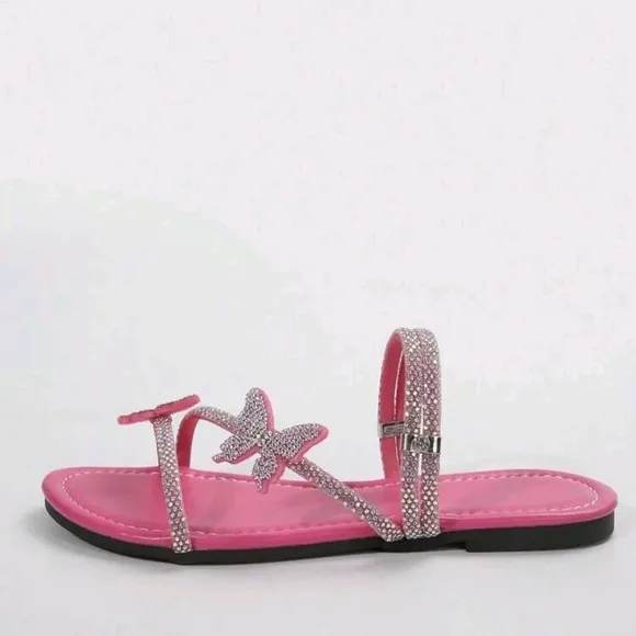 Multicolor Rhinestone Bow &amp; Multiple Straps Two Way Wear Women's Slippers