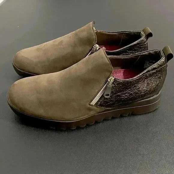 Munro Kit Platform Loafers Neutral Brown Leather Comfort Casual Classic 10 Wide