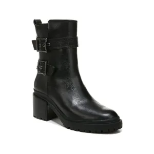 NATURALIZER Womens Black Trina Round Toe Wedge Leather Heeled Boots 9.5 M