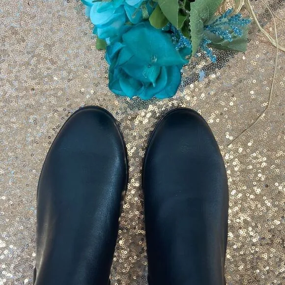 Naturalizer Barita Round Toe Ankle, Black Smooth/Microfiber Booties  7W