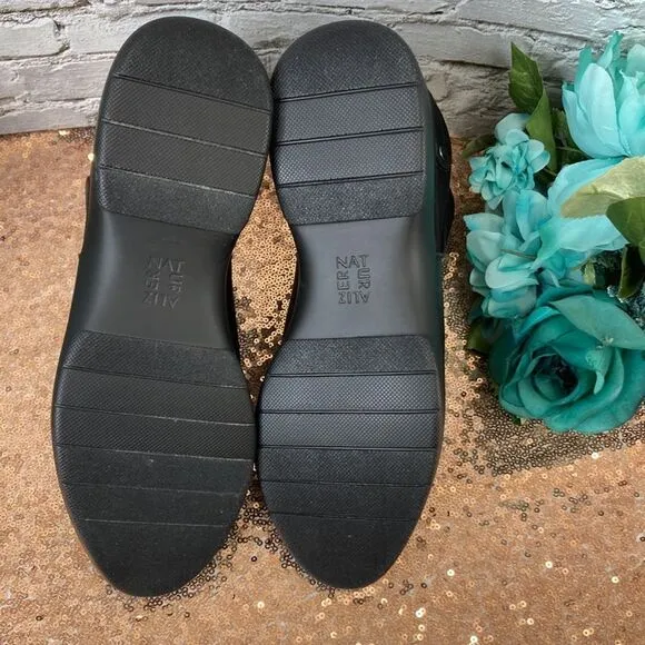 Naturalizer Barita Round Toe Ankle, Black Smooth/Microfiber Booties  7W