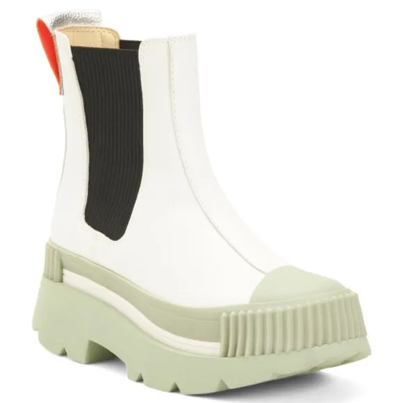 NEW 4CCCCEES Suede Esker Chelsea Boots white multi for women 1368tn