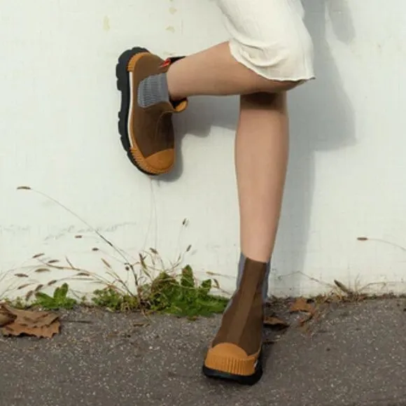 NEW 4CCCCEES Suede Esker Chelsea Boots white multi for women 1368tn