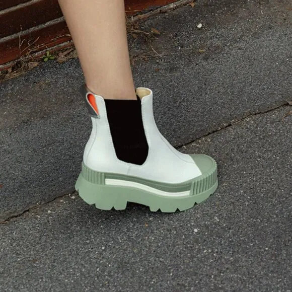 NEW 4CCCCEES Suede Esker Chelsea Boots white multi for women 1368tn