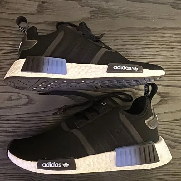 NEW! Adidas Women's Size 7.5 NMD_r1 Sneaker, Black/White/Blue Dawn - 1123