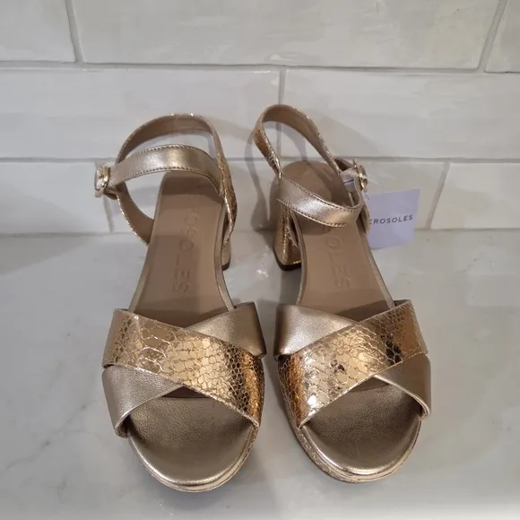 NEW Aerosoles Cosmos Rose Gold Metallic Platform Sandals Size 9