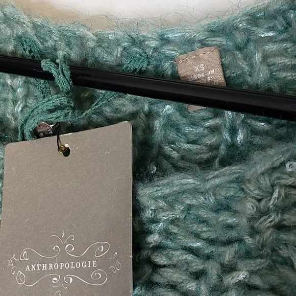 NEW Anthropologie Knitted &amp; Knotted Hi Low Chunky Glitz Sweater Bohemian Spring