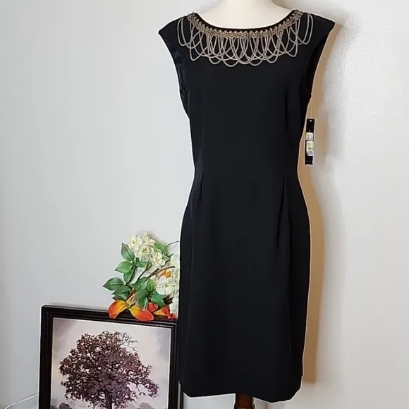NEW Antonio Melani Black Crepe Dress Goth Elegant Glam  Celeb Style Designer