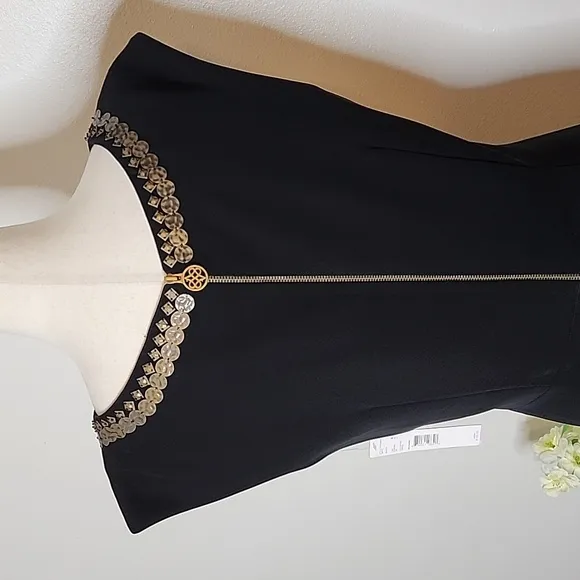NEW Antonio Melani Black Crepe Dress Goth Elegant Glam  Celeb Style Designer
