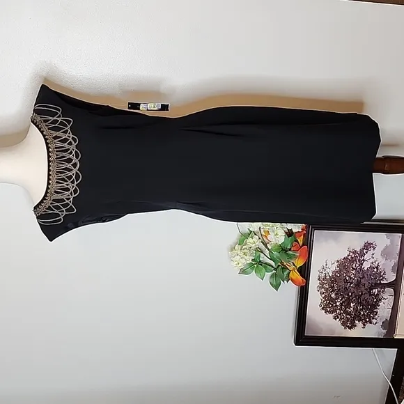 NEW Antonio Melani Black Crepe Dress Goth Elegant Glam  Celeb Style Designer