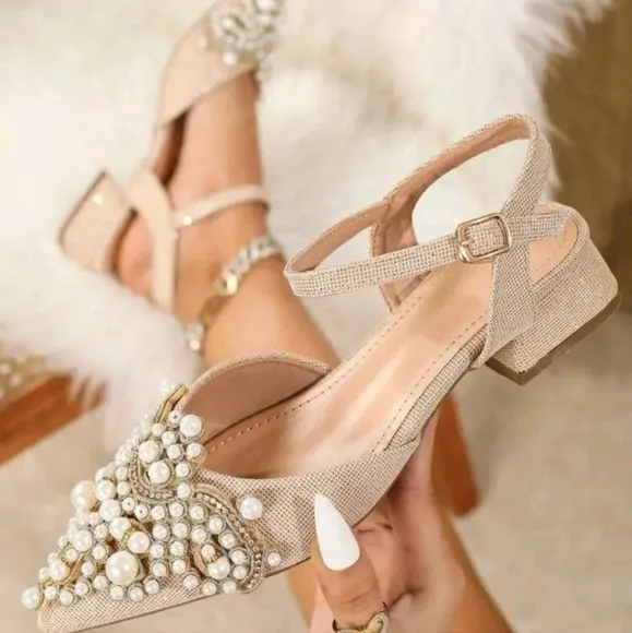 New Arrival Women's Shoes With Hollowed Out Pearl Decor, High-Class, Fashionable