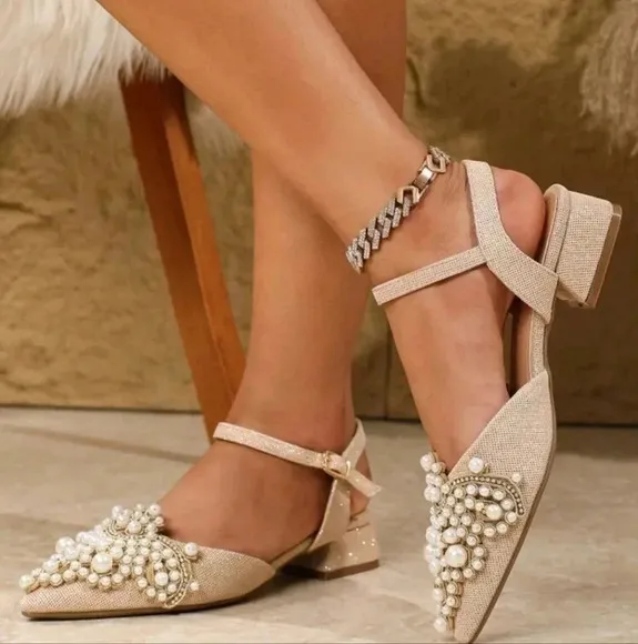 New Arrival Women's Shoes With Hollowed Out Pearl Decor, High-Class, Fashionable