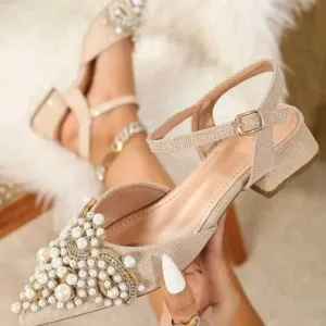 New Arrival Women's Shoes With Hollowed Out Pearl Decor, High-Class, Fashionable