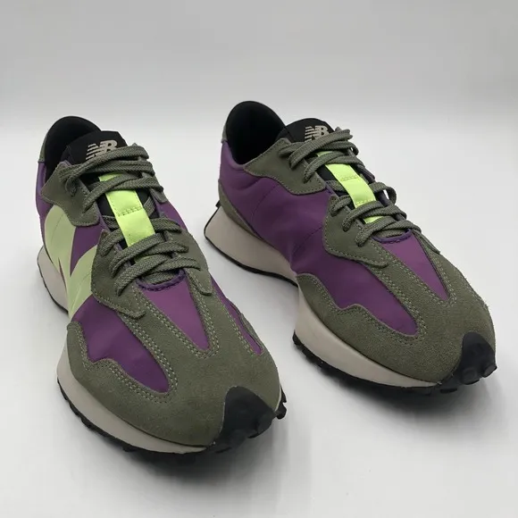 New Balance 327 Sz 10 Purple Olive Green Suede Sneakers Casual Shoes MS327TC