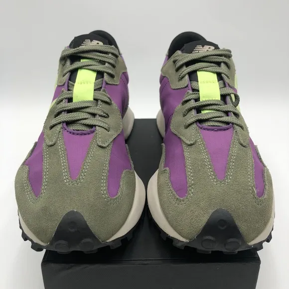 New Balance 327 Sz 10 Purple Olive Green Suede Sneakers Casual Shoes MS327TC