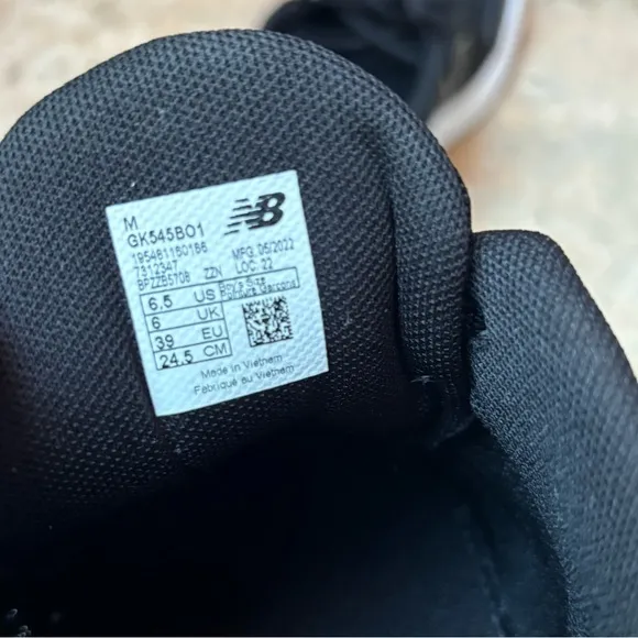 New Balance 545 Mens 6.5 Black Running Sneakers Shoes