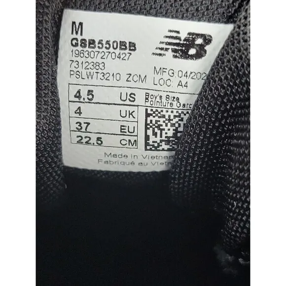 New Balance 550 GS | Black • Gray | Youth Size 4.5