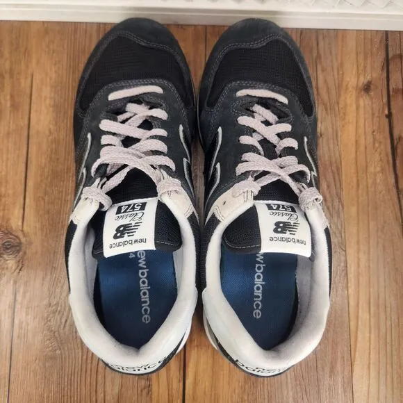 New Balance 574 Core Classic Mens Sz 9.5 D Black White Sneakers Shoes ML574EVB