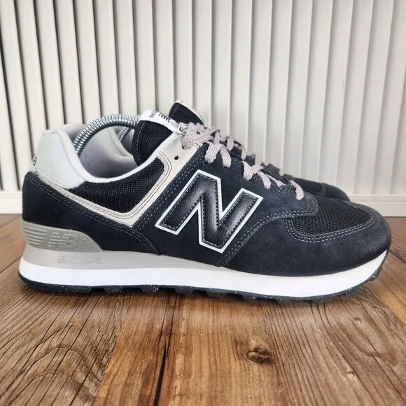 New Balance 574 Core Classic Mens Sz 9.5 D Black White Sneakers Shoes ML574EVB