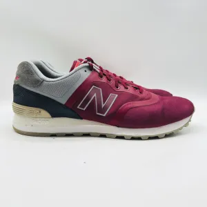 New Balance 574 Mens 11 Red Gray Suede Classic Running Sneakers Shoes Trainers