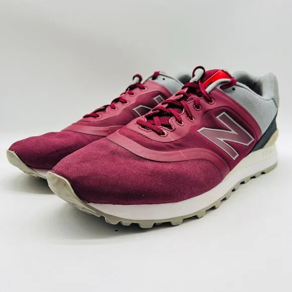 New Balance 574 Mens 11 Red Gray Suede Classic Running Sneakers Shoes Trainers