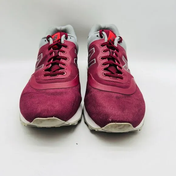 New Balance 574 Mens 11 Red Gray Suede Classic Running Sneakers Shoes Trainers