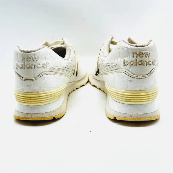 New Balance 574 Mens 9.5 White Leather Croc Embossed Shoes Sneakers ML574WEX