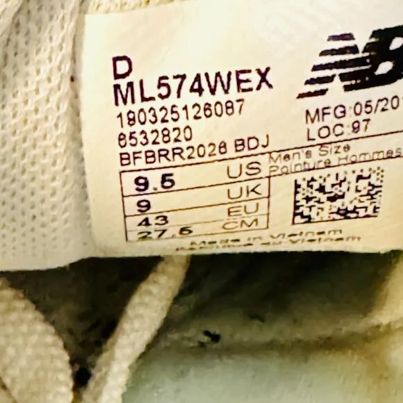 New Balance 574 Mens 9.5 White Leather Croc Embossed Shoes Sneakers ML574WEX