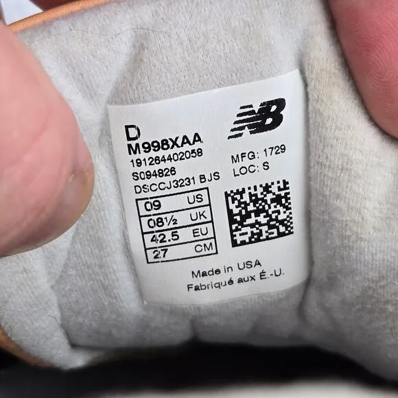 New Balance 998 Tan Mint Suede Leather Athletic Casual Daily Sneakers Mens 9 D