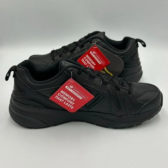New Balance Black Leather Sneakers Men's 7D Slip Resistant MX608AB5 New in Box