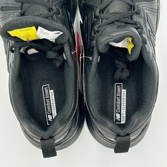 New Balance Black Leather Sneakers Men's 7D Slip Resistant MX608AB5 New in Box