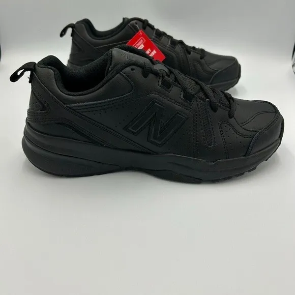 New Balance Black Leather Sneakers Men's 7D Slip Resistant MX608AB5 New in Box