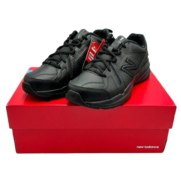 New Balance Black Leather Sneakers Men's 7D Slip Resistant MX608AB5 New in Box