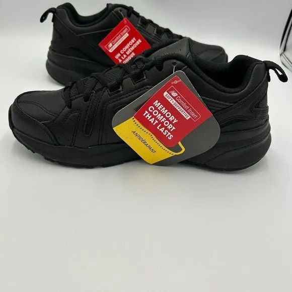 New Balance Black Leather Sneakers Men's 7D Slip Resistant MX608AB5 New in Box