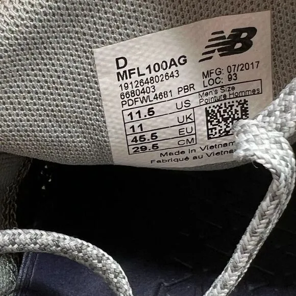 New Balance MFL100 Men's Size 11.5 Sneakers Shoes Apollo Grey MFL100AG‎