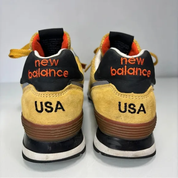 New Balance Yellow Orange Suede Made in USA 574 Rugged Sneakers Size 9