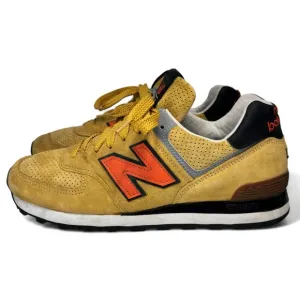 New Balance Yellow Orange Suede Made in USA 574 Rugged Sneakers Size 9