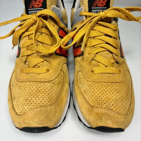 New Balance Yellow Orange Suede Made in USA 574 Rugged Sneakers Size 9