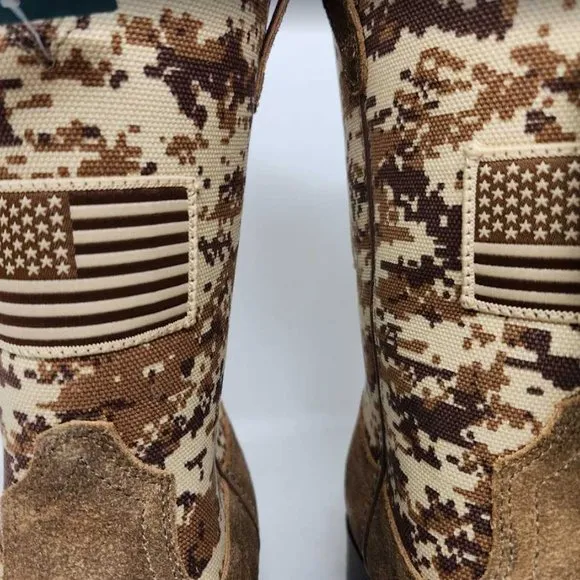 New big kids 4.5 Ariat Patriot USA flag western cowboy camo boots