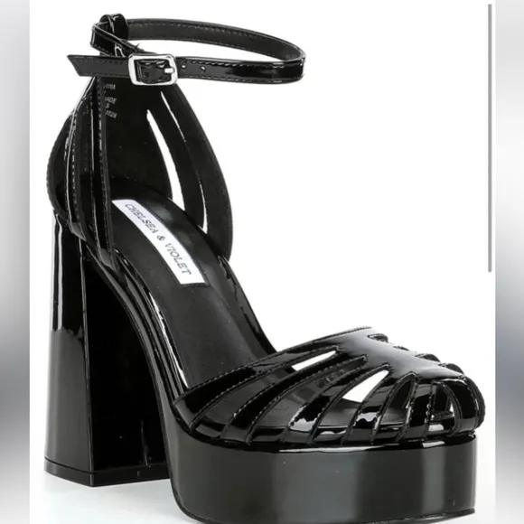 ✅New! Black Fisherman Chelsea and Violet Adrianna Patent Platform Dress