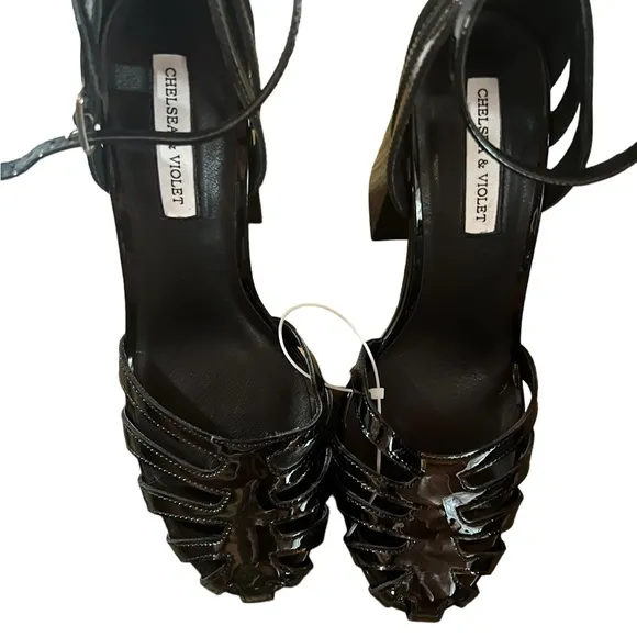 ✅New! Black Fisherman Chelsea and Violet Adrianna Patent Platform Dress