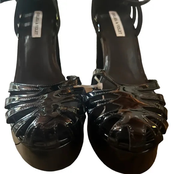 ✅New! Black Fisherman Chelsea and Violet Adrianna Patent Platform Dress