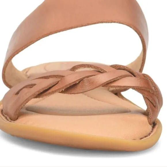 NEW BORN Cherita Leather Flat Comfort Sandals  black for women 253