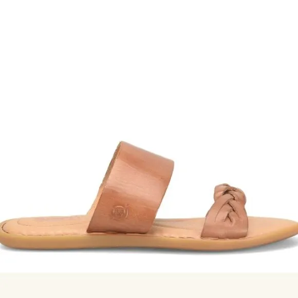 NEW BORN Cherita Leather Flat Comfort Sandals  black for women 253